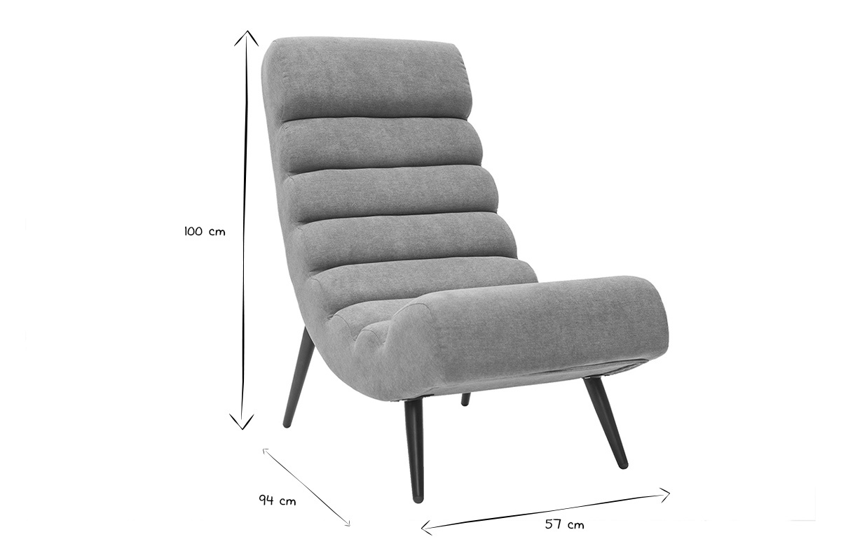 Poltrona design effetto velluto grigio e metallo nero TAYLOR