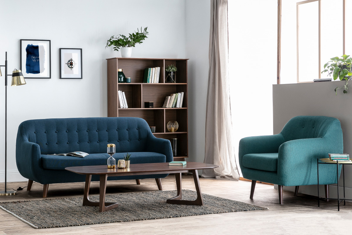 Poltrona design faggio e tessuto foglia di t OLAF