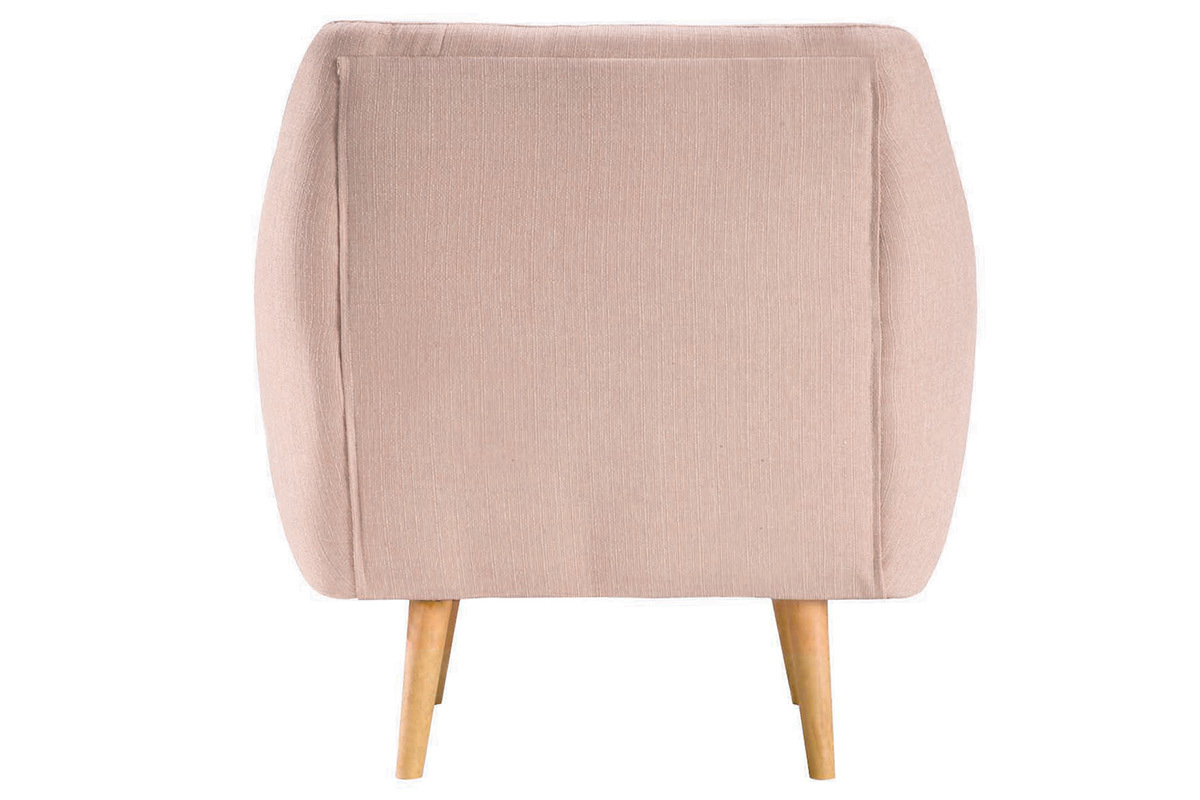 Poltrona design faggio e tessuto rosa pallido OLAF