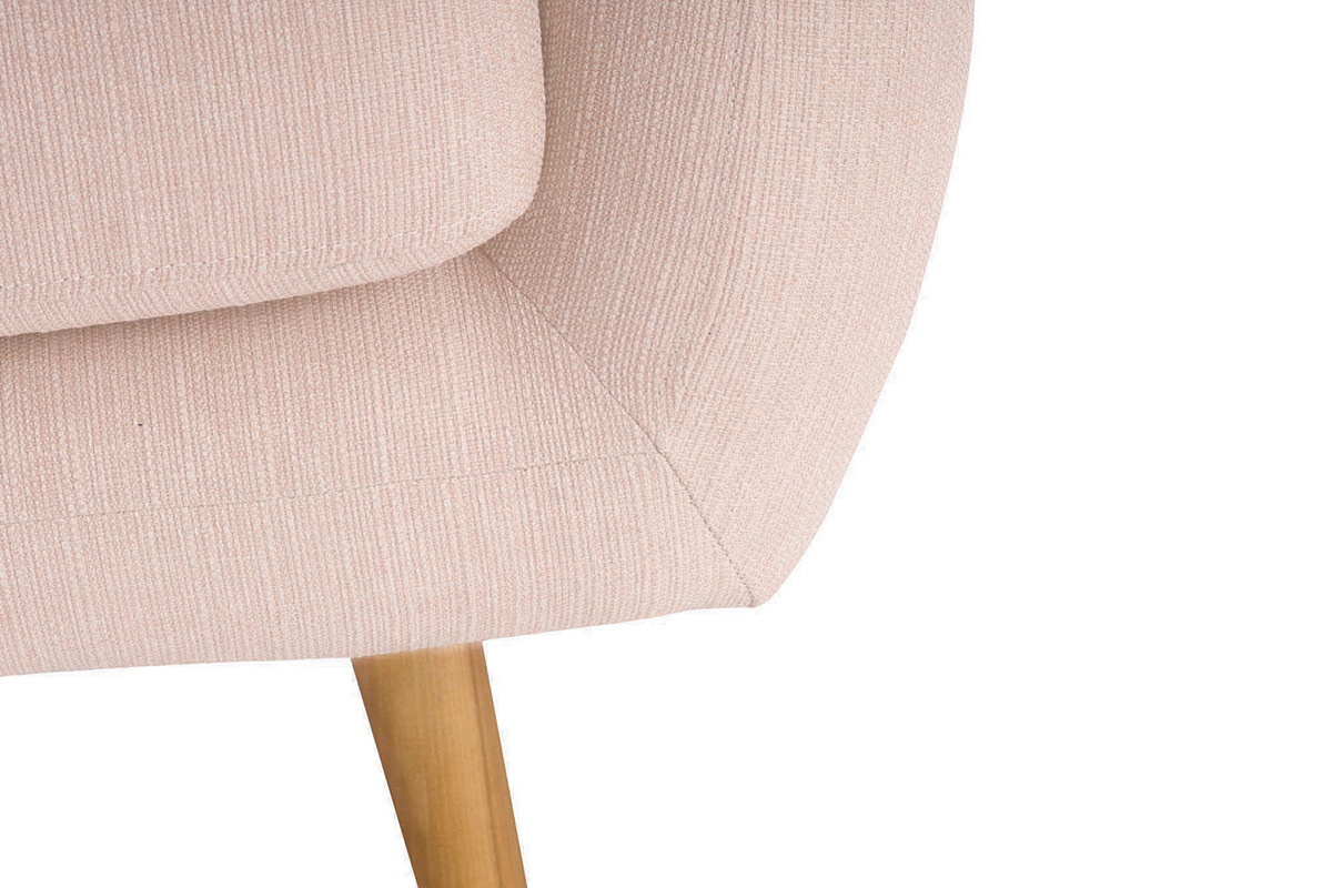 Poltrona design faggio e tessuto rosa pallido OLAF