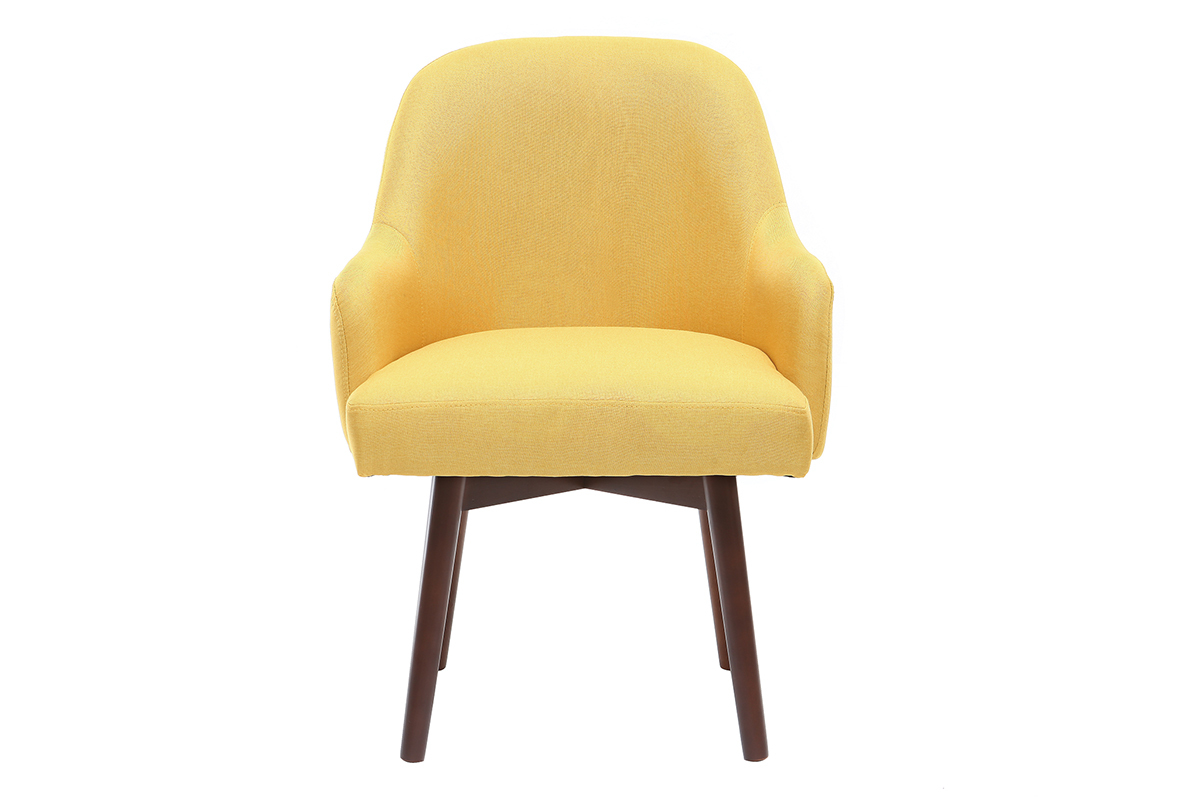 Poltrona design giallo piedi legno scuro MONA