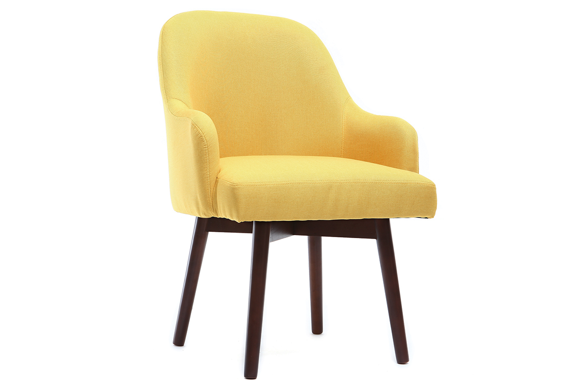 Poltrona design giallo piedi legno scuro MONA