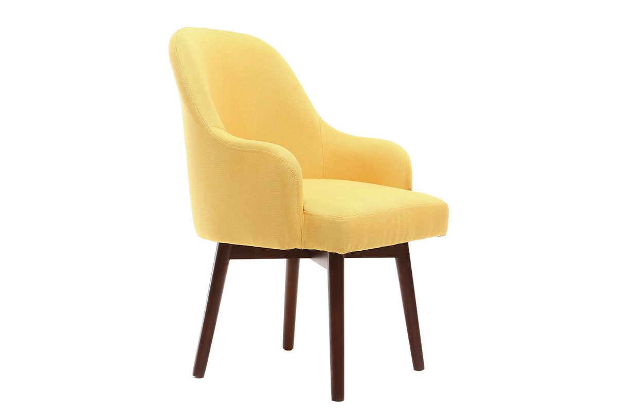 Poltrona design giallo piedi legno scuro MONA