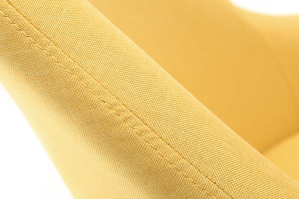 Poltrona design giallo piedi legno scuro MONA