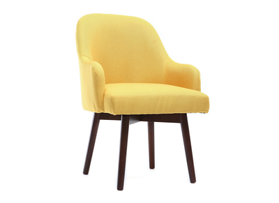 Poltrona design giallo piedi legno scuro MONA - Poltrona design giallo piedi legno scuro MONA