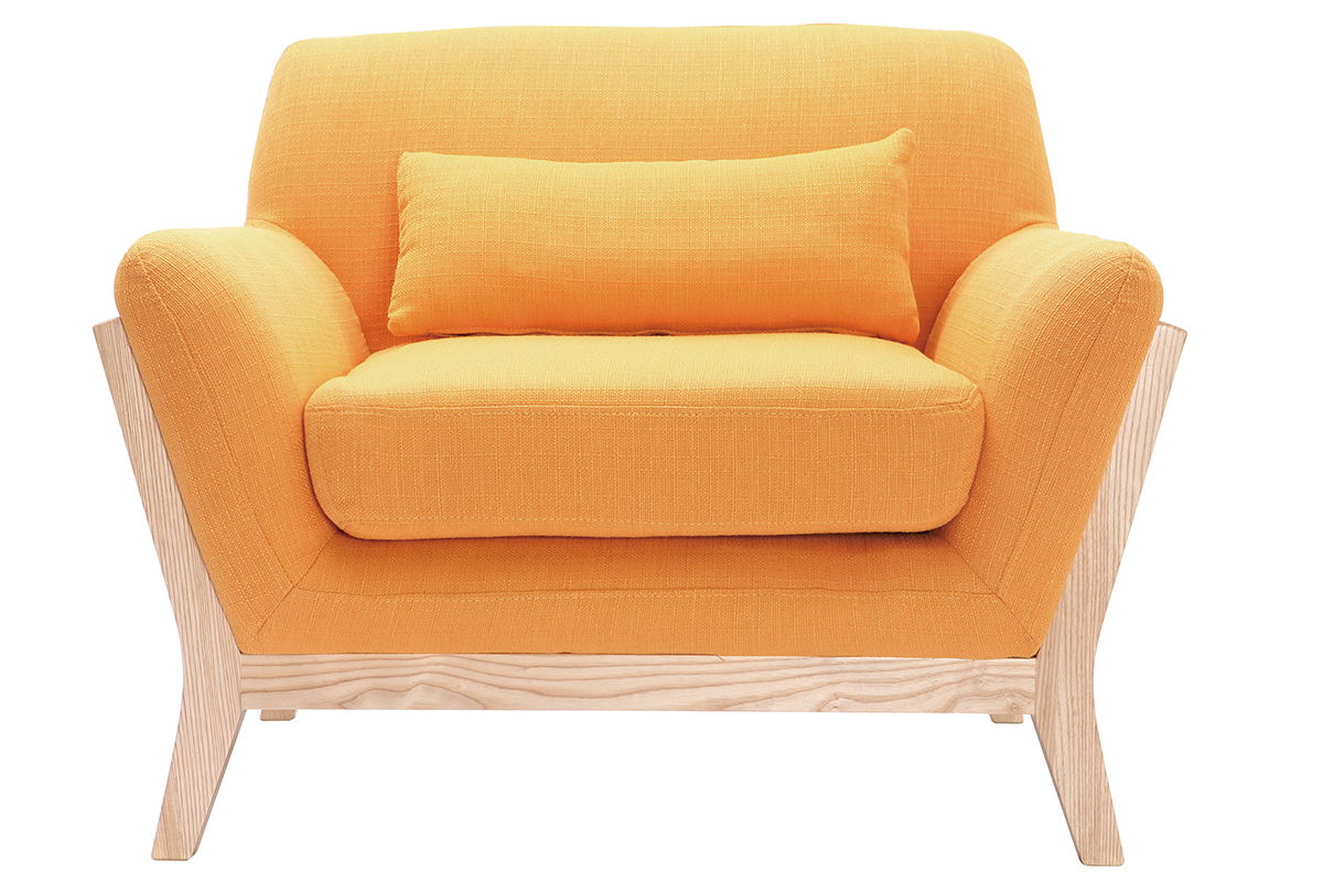 Poltrona design giallo piedi legno YOKO