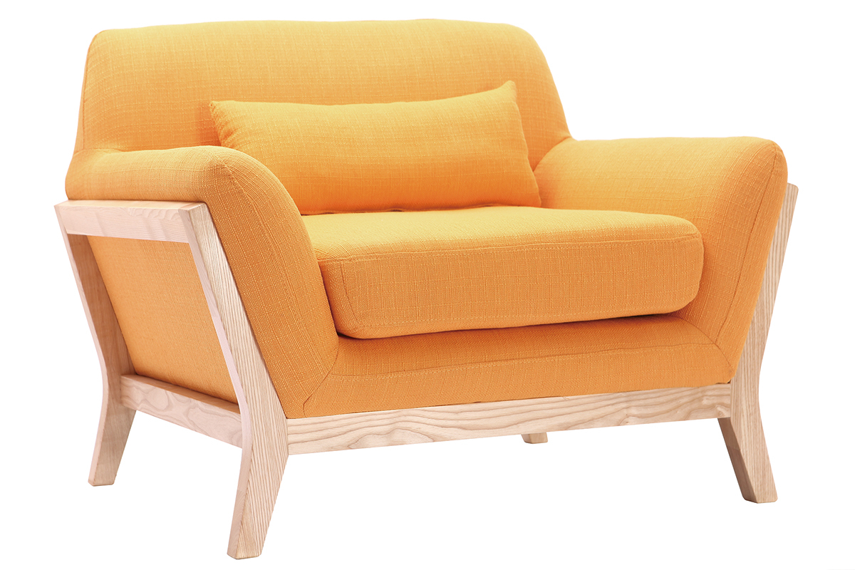 Poltrona design giallo piedi legno YOKO