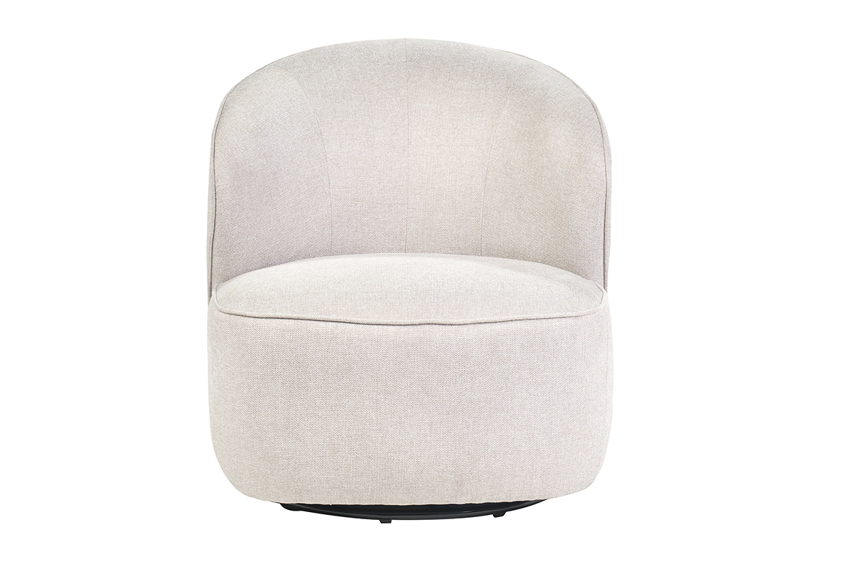 Poltrona design girevole in tessuto effetto velluto testurizzato beige AMBER