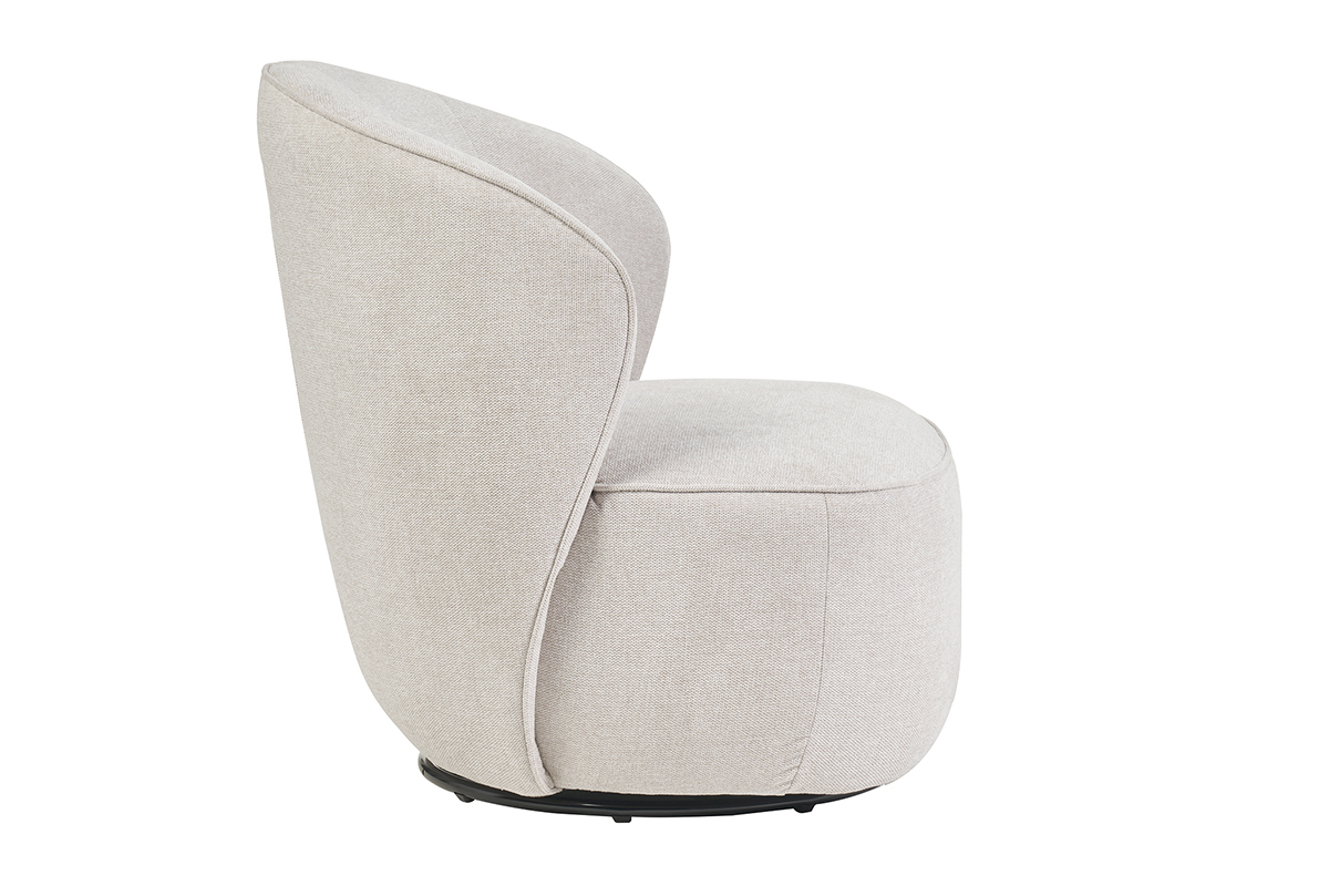 Poltrona design girevole in tessuto effetto velluto testurizzato beige AMBER