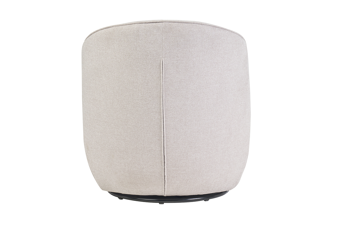 Poltrona design girevole in tessuto effetto velluto testurizzato beige AMBER