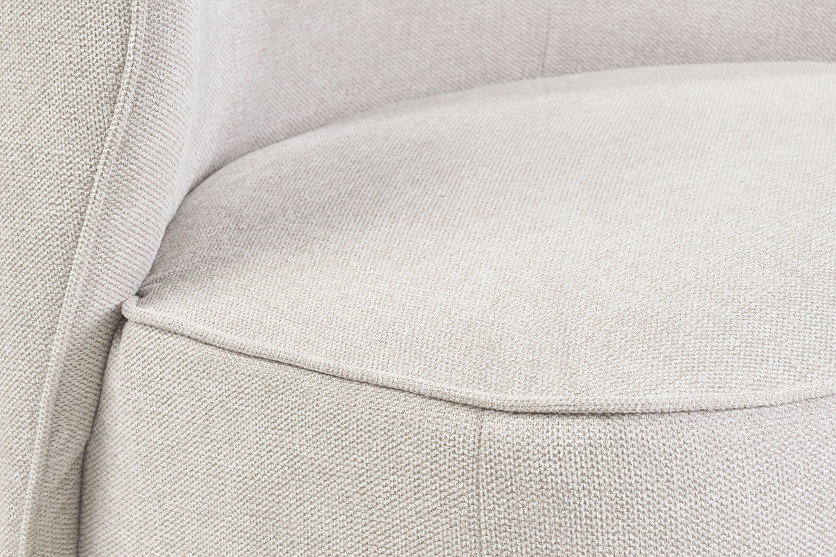 Poltrona design girevole in tessuto effetto velluto testurizzato beige AMBER