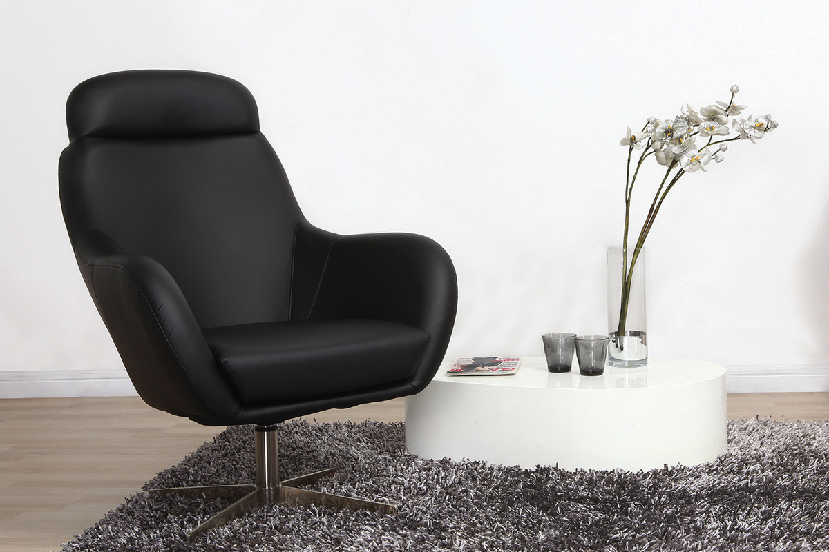 Poltrona design girevole nera HAVEN