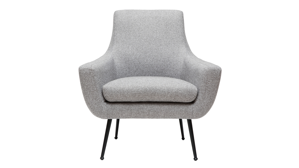 Poltrona design grigio chiaro e metallo nero MONTANA
