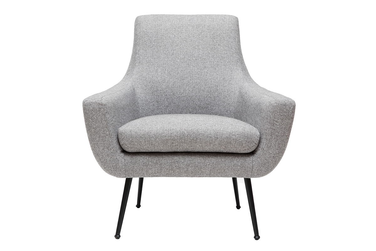Poltrona design grigio chiaro e metallo nero MONTANA