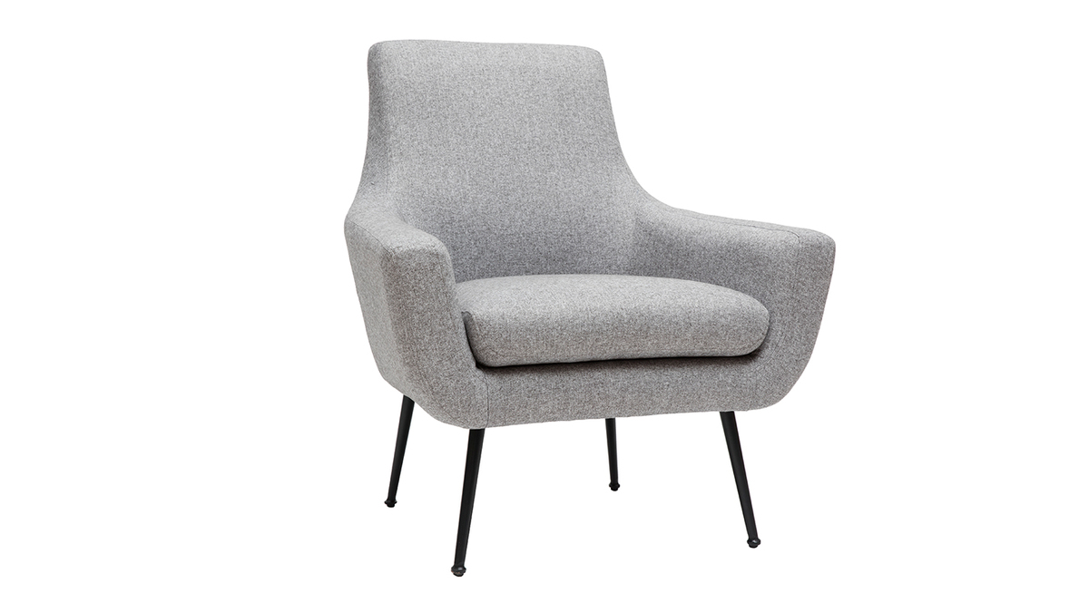 Poltrona design grigio chiaro e metallo nero MONTANA