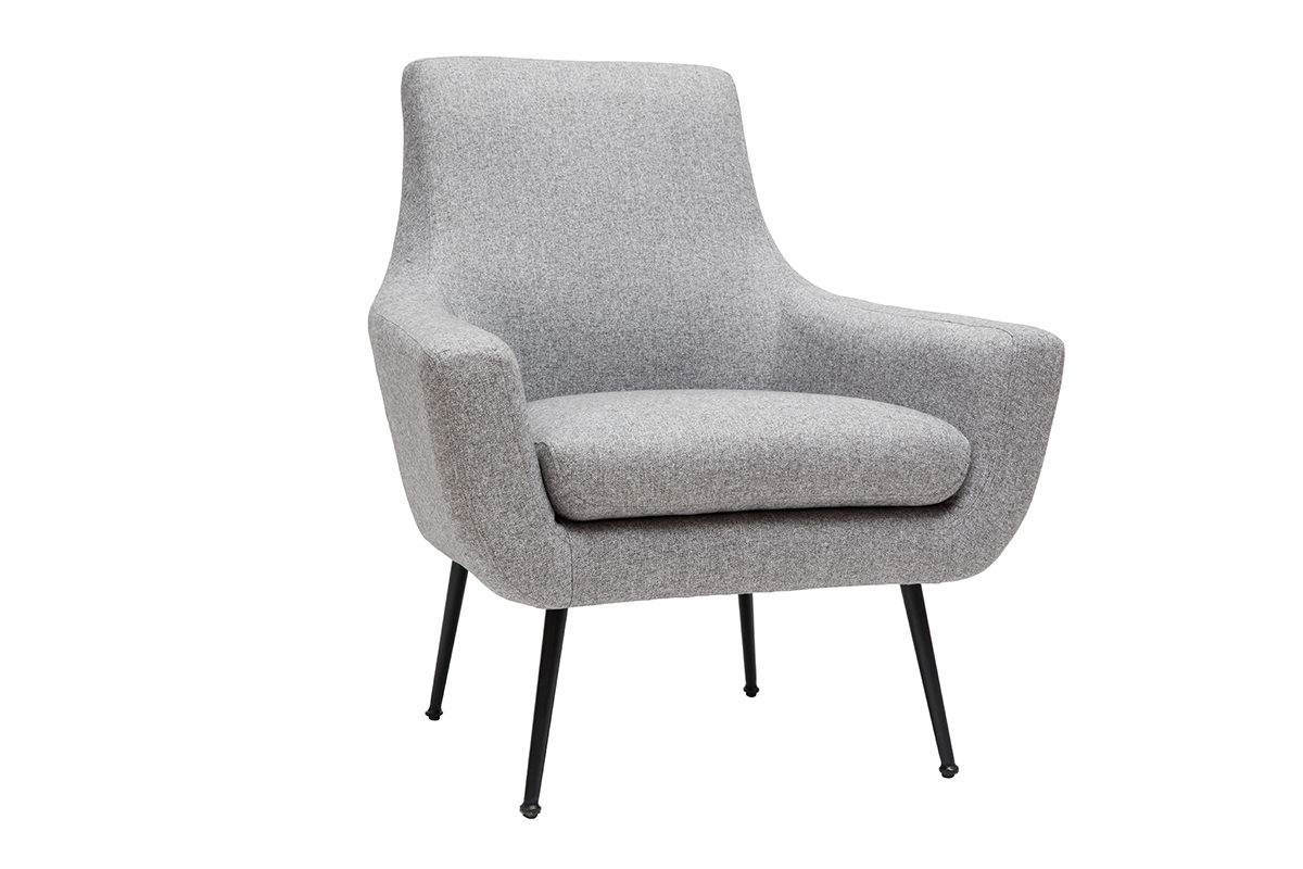 Poltrona design grigio chiaro e metallo nero MONTANA