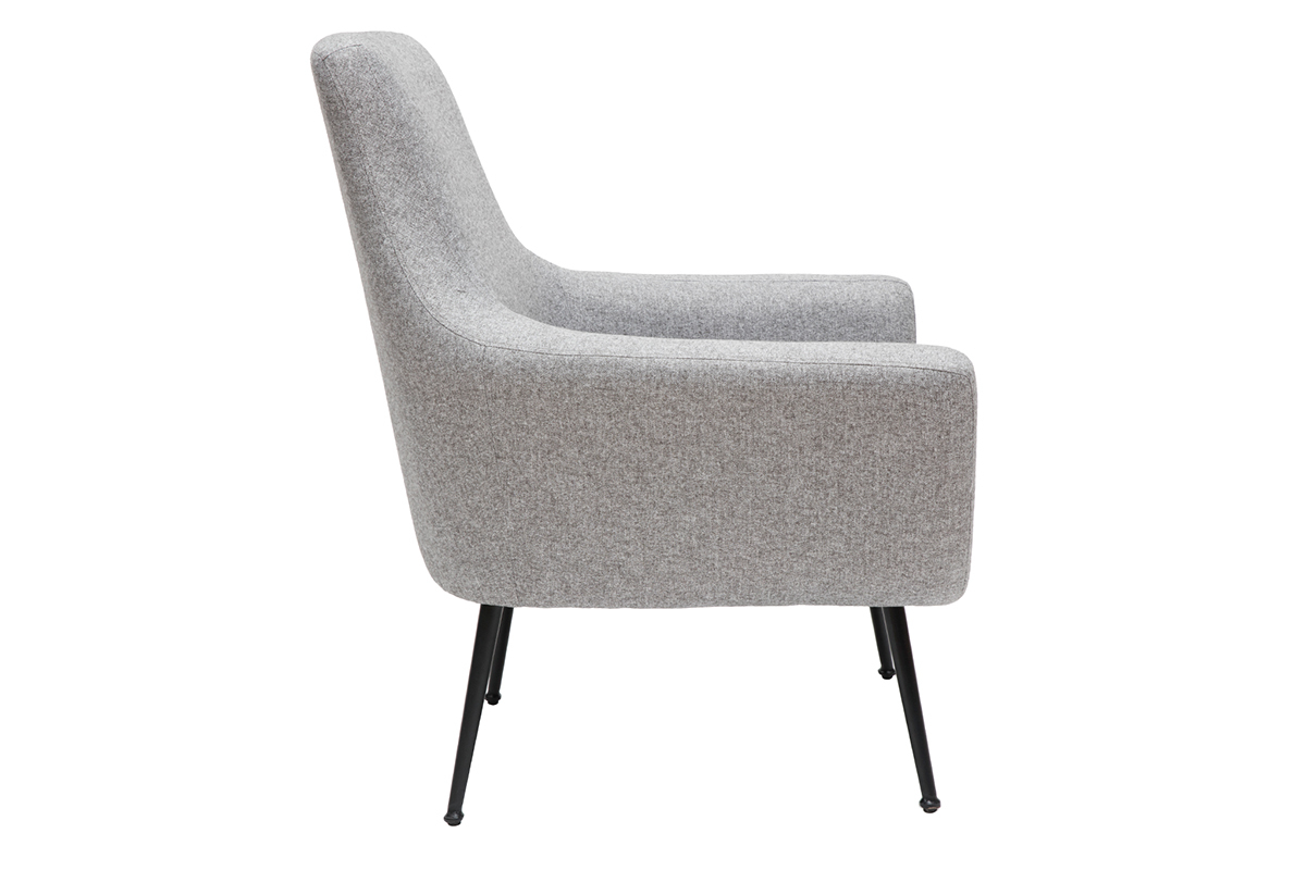 Poltrona design grigio chiaro e metallo nero MONTANA