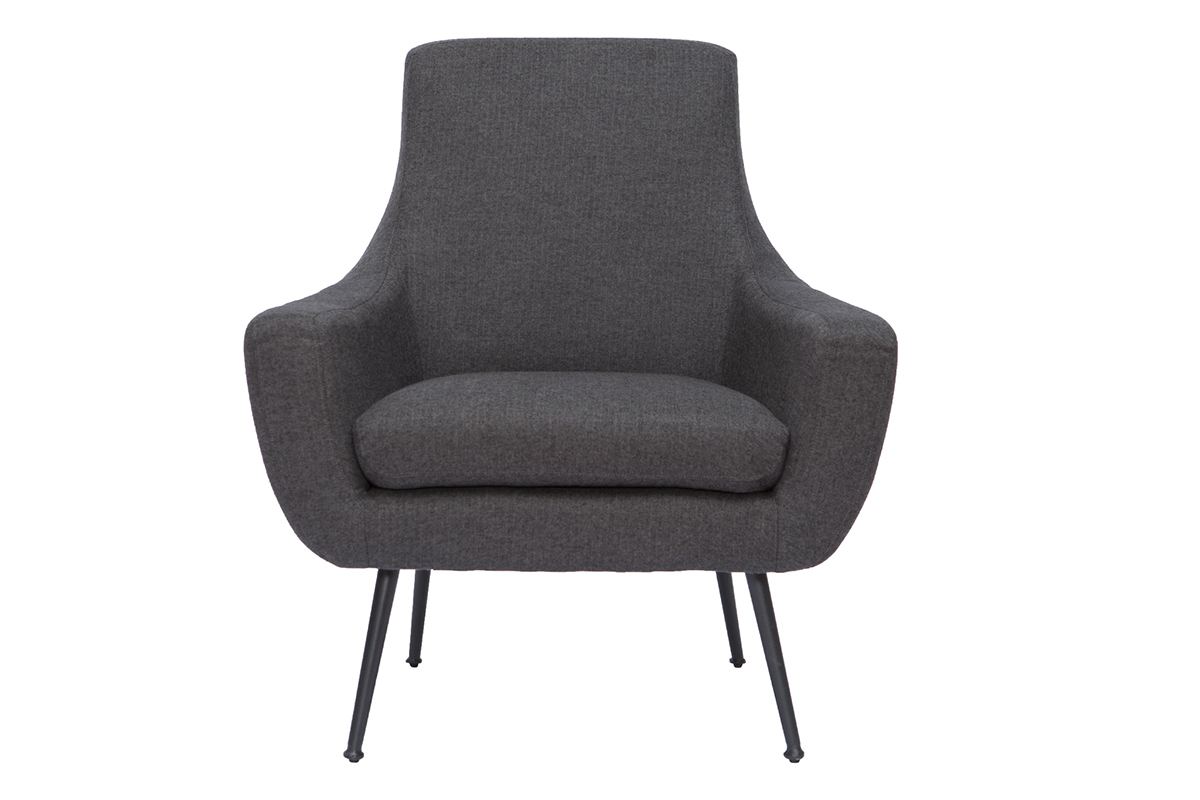 Poltrona design grigio chiaro e metallo nero MONTANA