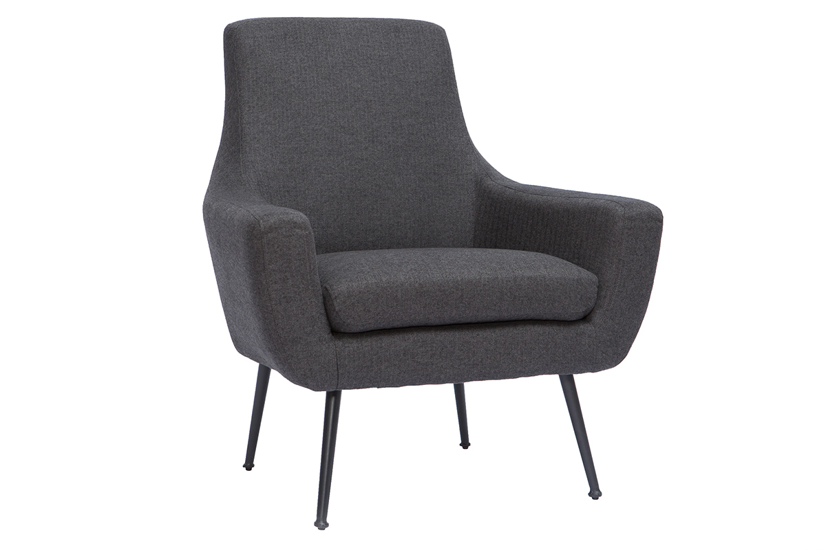 Poltrona design grigio chiaro e metallo nero MONTANA