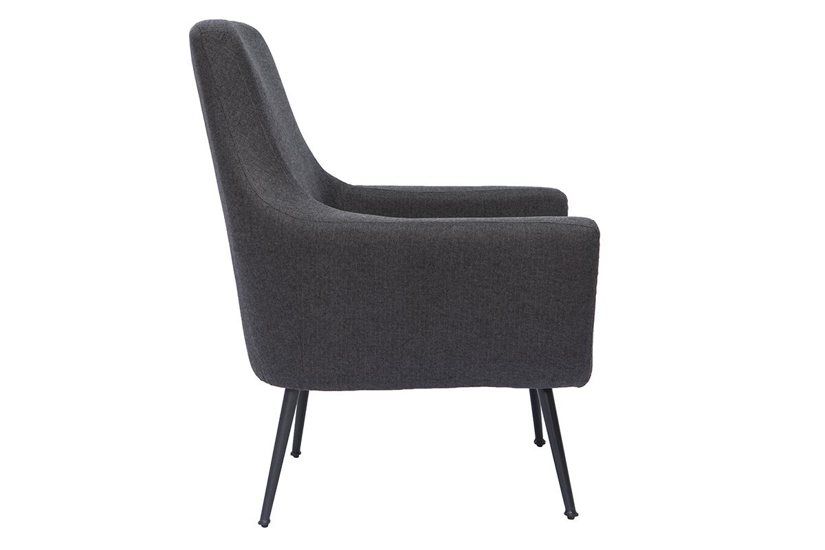 Poltrona design grigio chiaro e metallo nero MONTANA