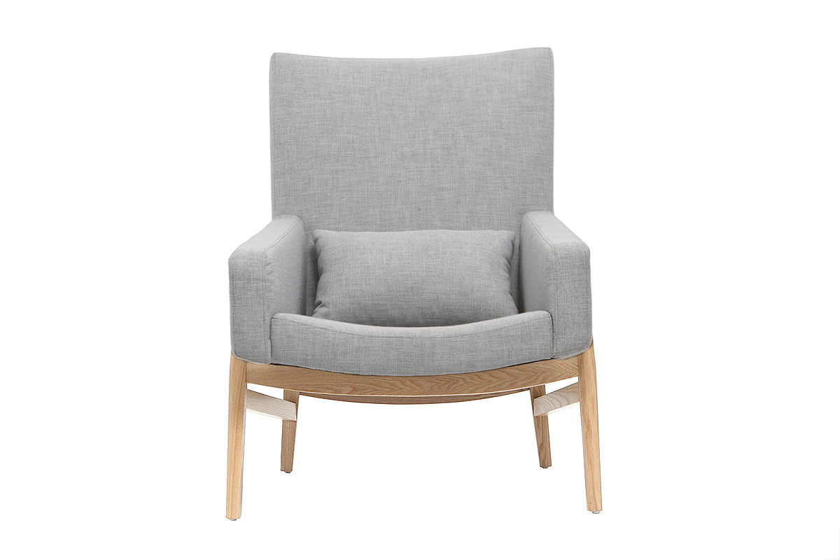 Poltrona design grigio gambe in legno KYOTO