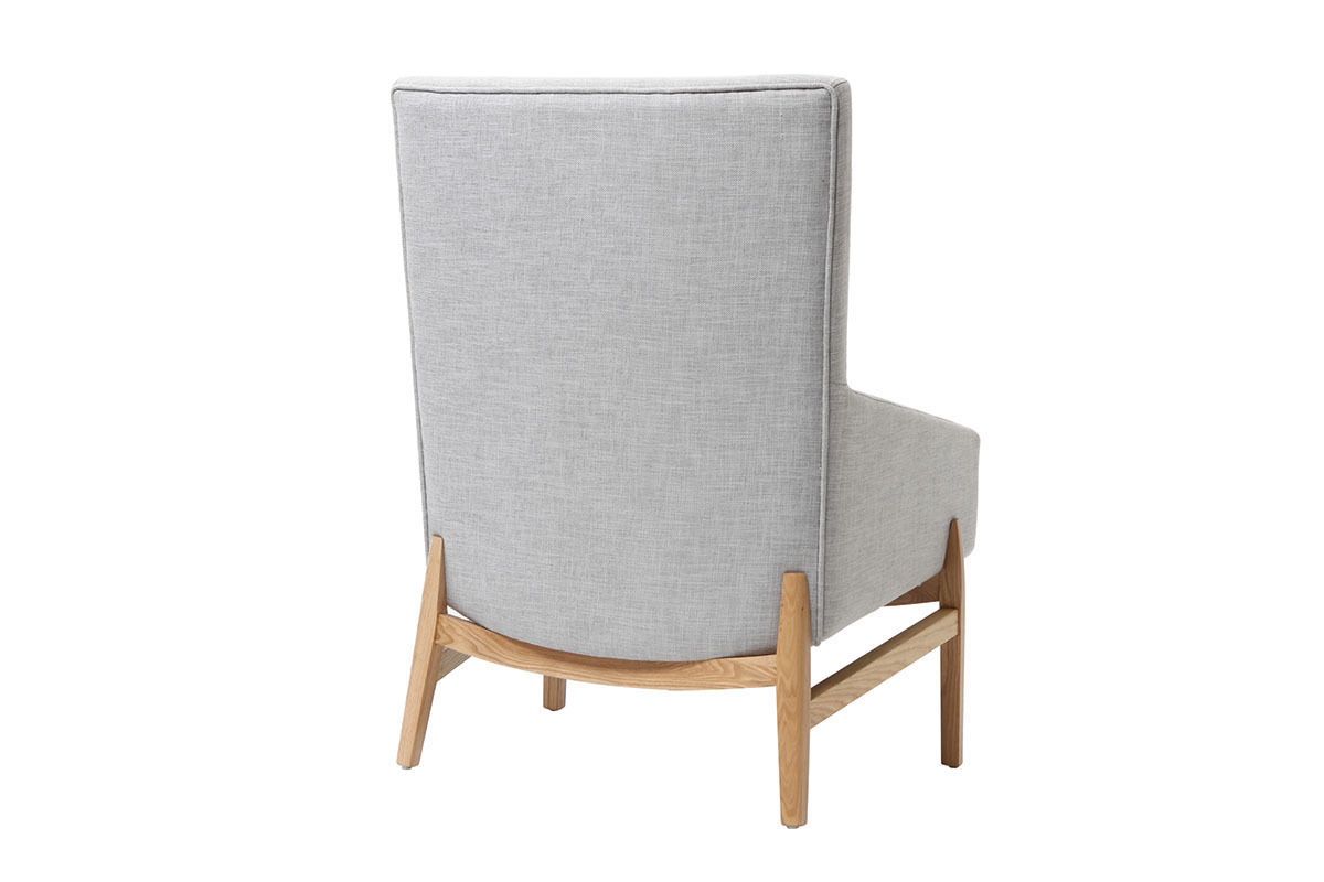 Poltrona design grigio gambe in legno KYOTO