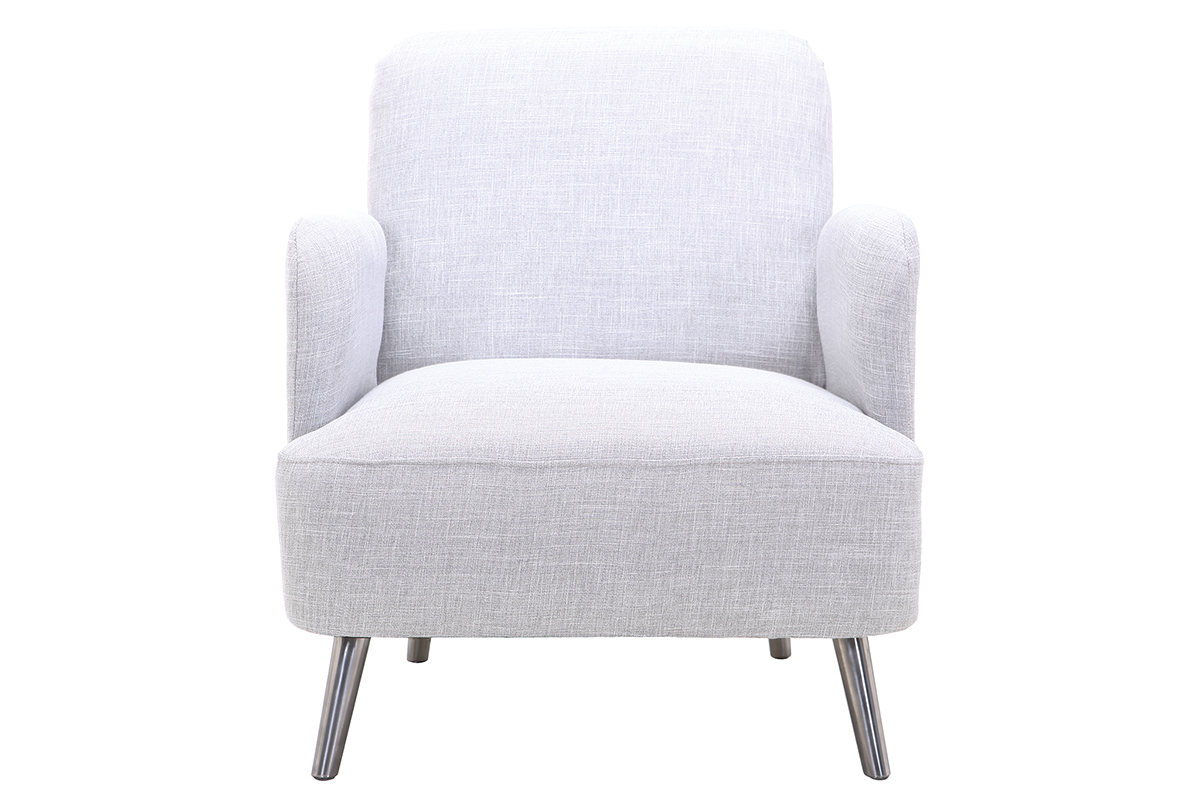 Poltrona design grigio perla e piedi metallo BART
