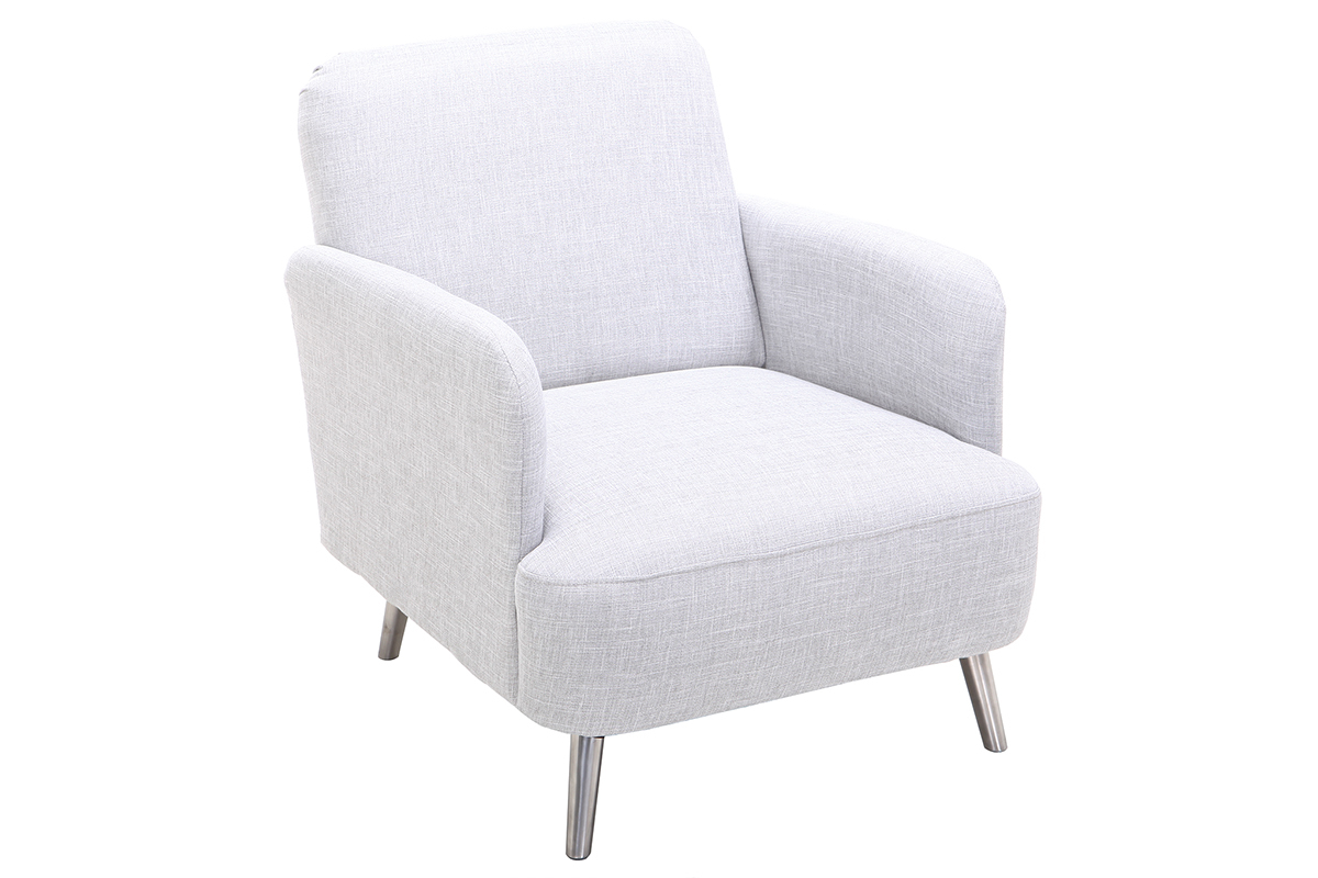 Poltrona design grigio perla e piedi metallo BART
