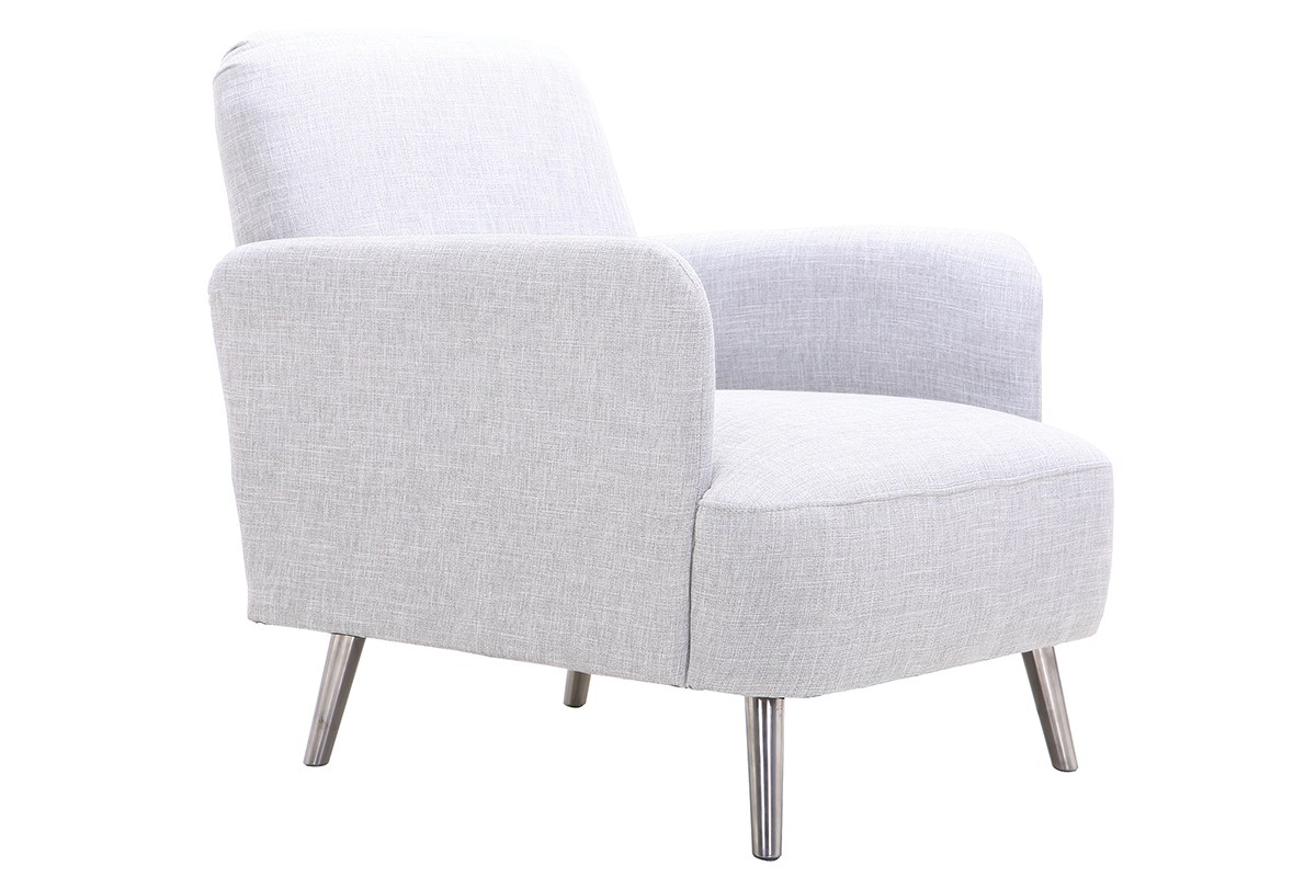 Poltrona design grigio perla e piedi metallo BART