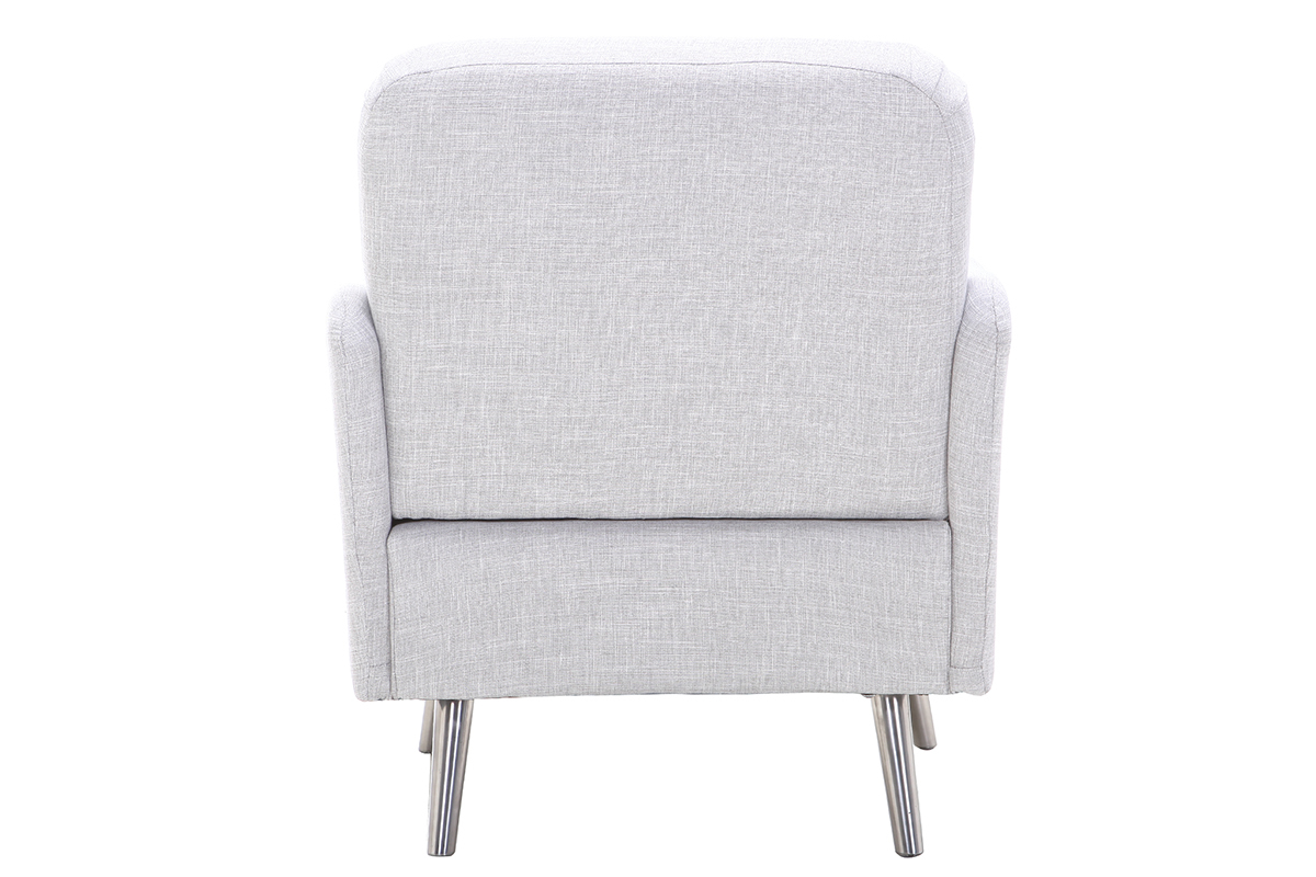 Poltrona design grigio perla e piedi metallo BART