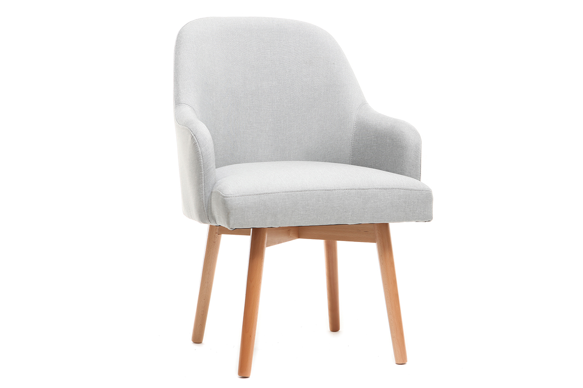 Poltrona design grigio piedi legno chiaro MONA