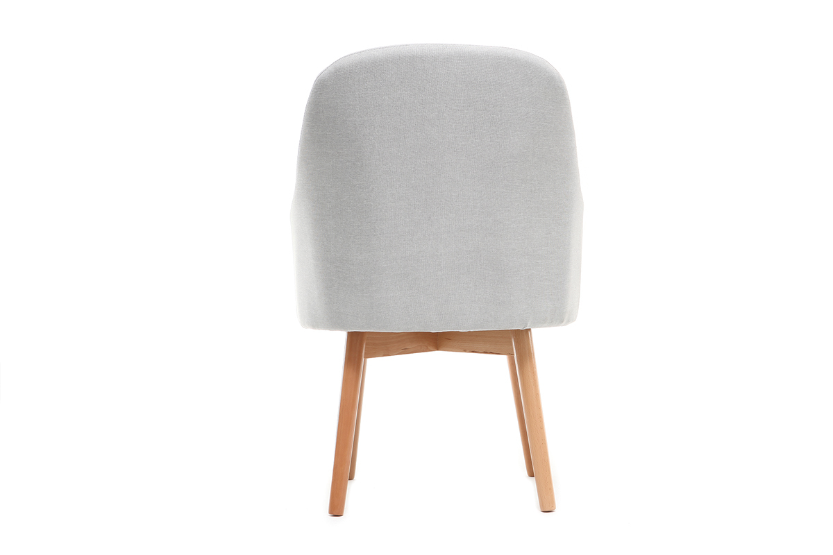 Poltrona design grigio piedi legno chiaro MONA
