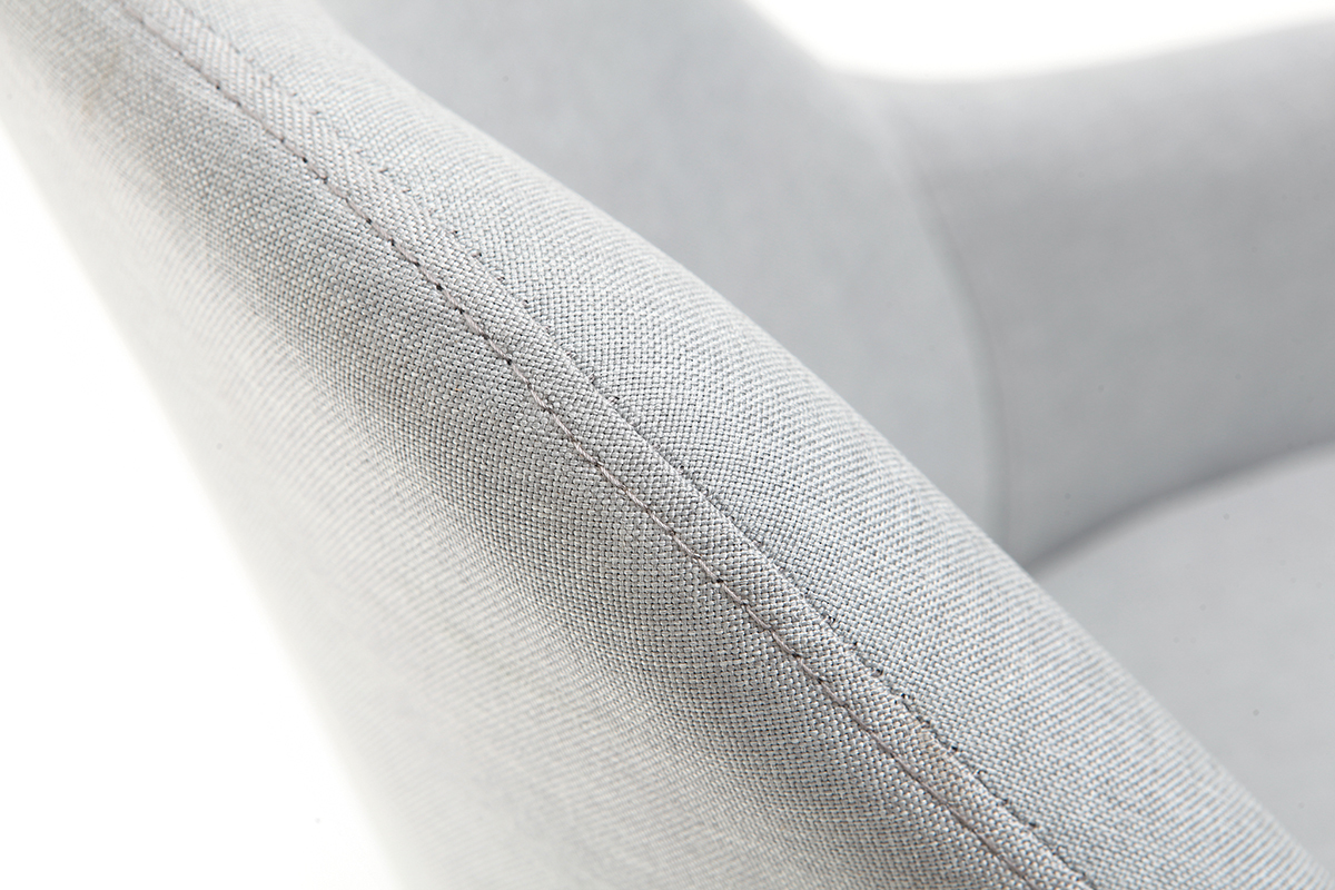 Poltrona design grigio piedi legno chiaro MONA
