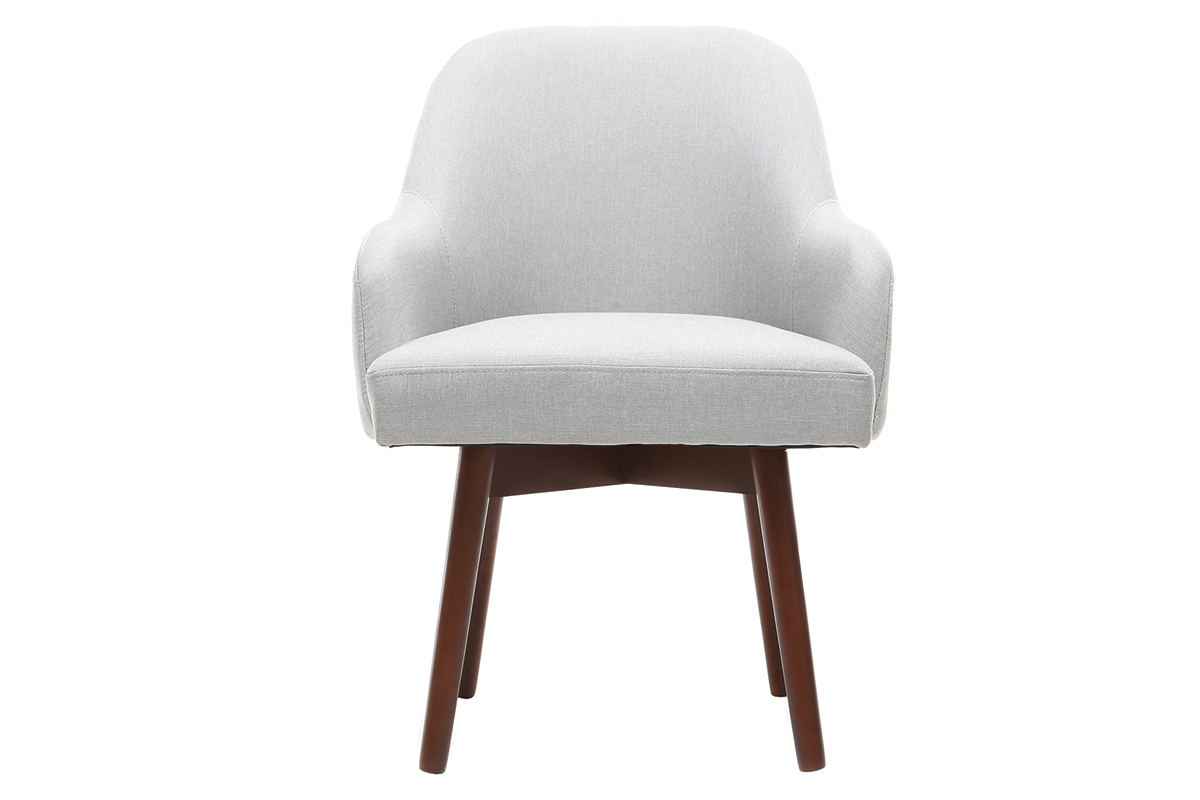Poltrona design grigio piedi legno scuro MONA