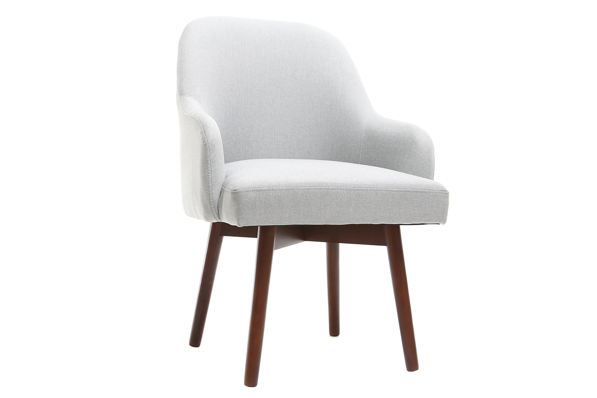 Poltrona design grigio piedi legno scuro MONA