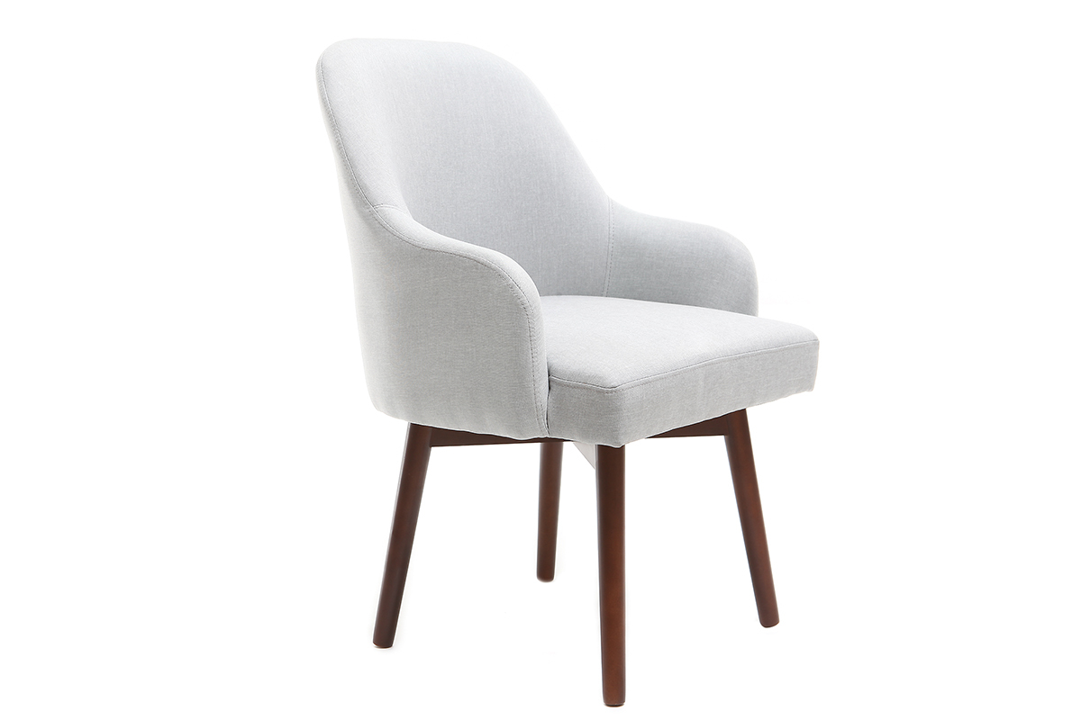 Poltrona design grigio piedi legno scuro MONA