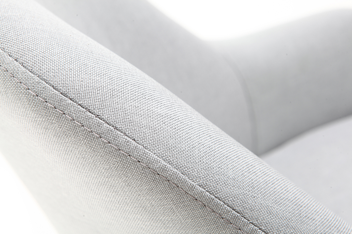 Poltrona design grigio piedi legno scuro MONA