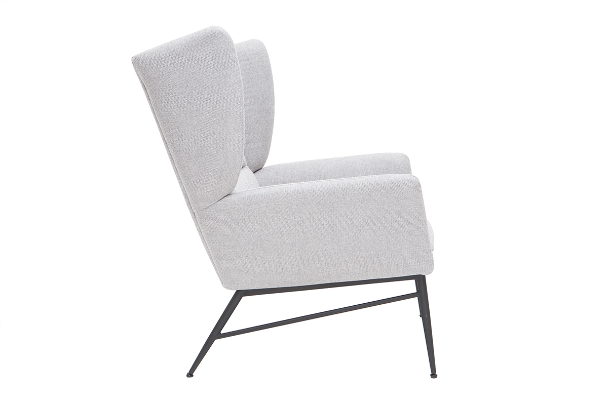 Poltrona design in metallo e tessuto effetto velluto testurizzato grigio chiaro COME