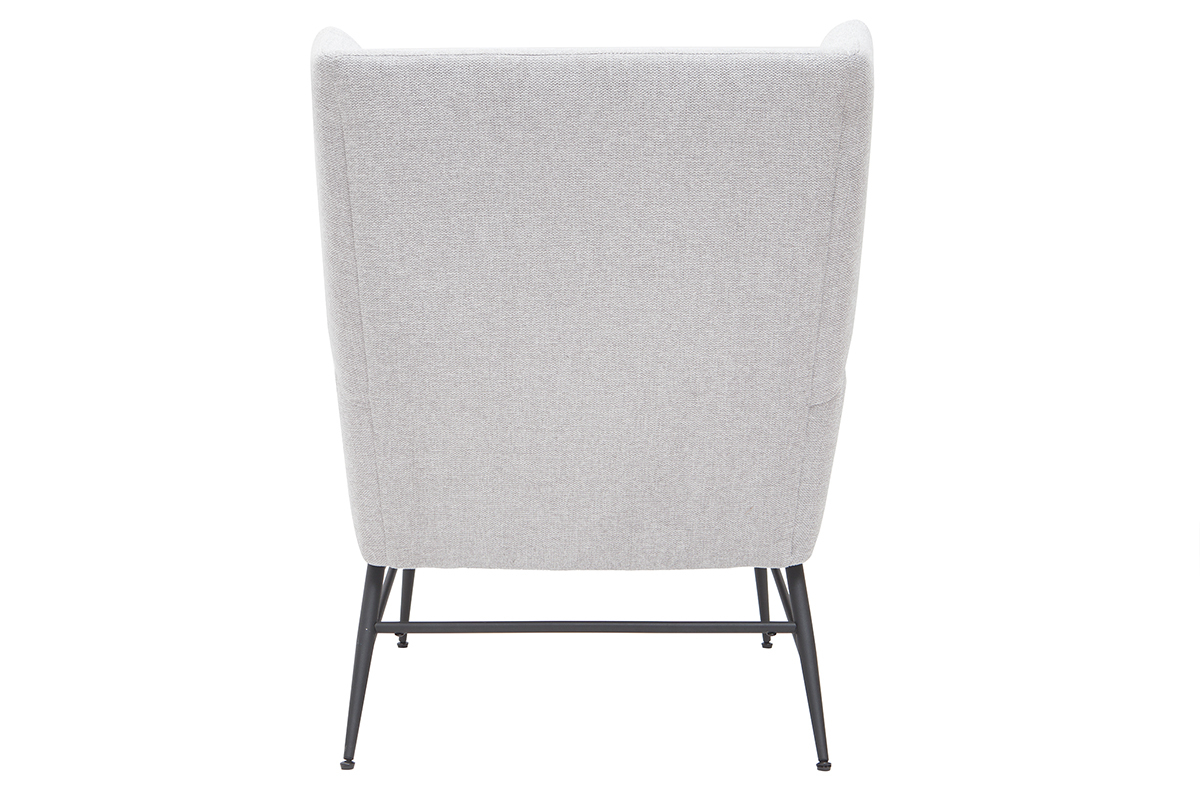 Poltrona design in metallo e tessuto effetto velluto testurizzato grigio chiaro COME