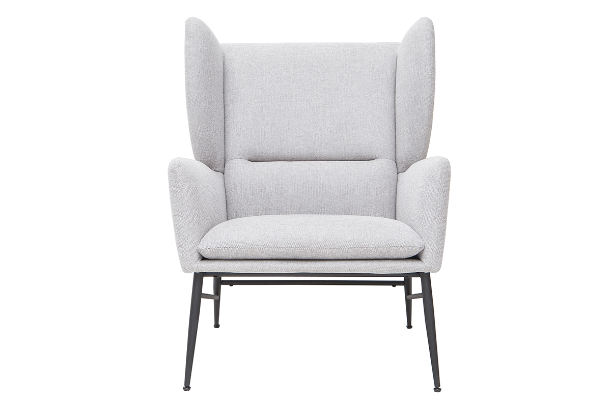 Poltrona design in metallo e tessuto effetto velluto testurizzato grigio chiaro COME