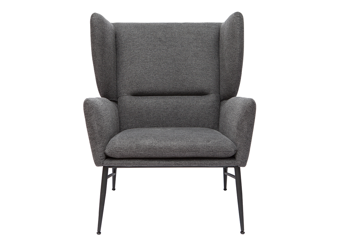 Poltrona design in metallo e tessuto effetto velluto testurizzato grigio scuro COME