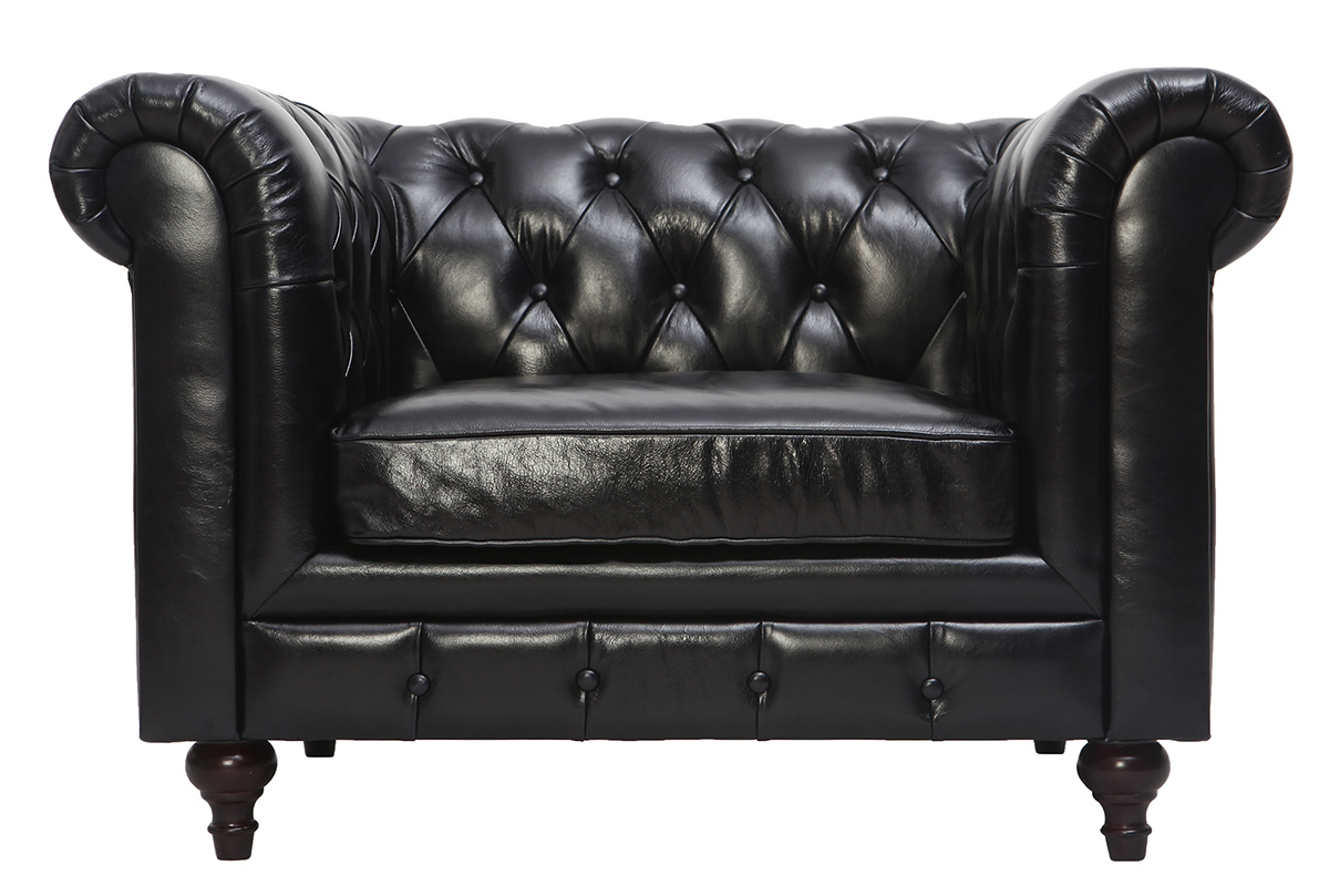 Poltrona design in pelle Nero CHESTERFIELD