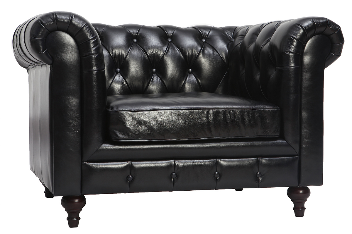 Poltrona design in pelle Nero CHESTERFIELD