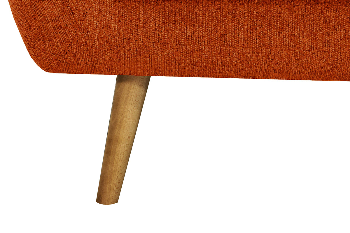 Poltrona design in tessuto arancione e piedi in legno chiaro OLAF