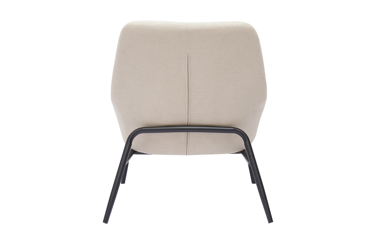 Poltrona design in tessuto effetto velluto beige e metallo nero MAXINE