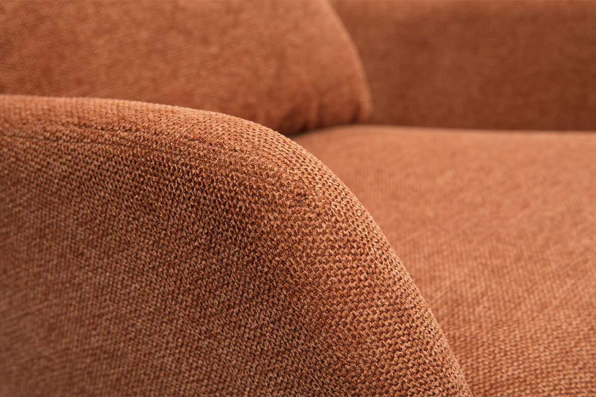 Poltrona design in tessuto effetto velluto color bruciato e metallo nero MAXINE