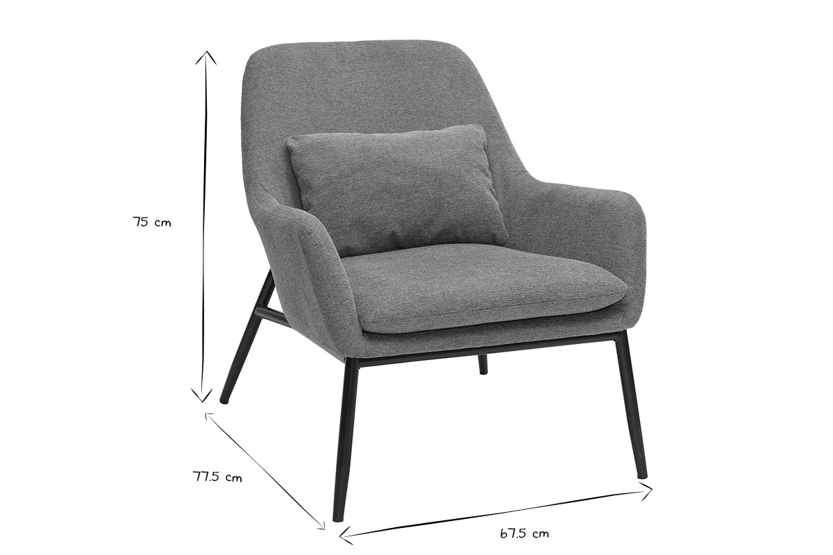 Poltrona design in tessuto effetto velluto color bruciato e metallo nero MAXINE