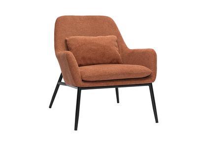 Poltrona design in tessuto effetto velluto color bruciato e metallo nero MAXINE