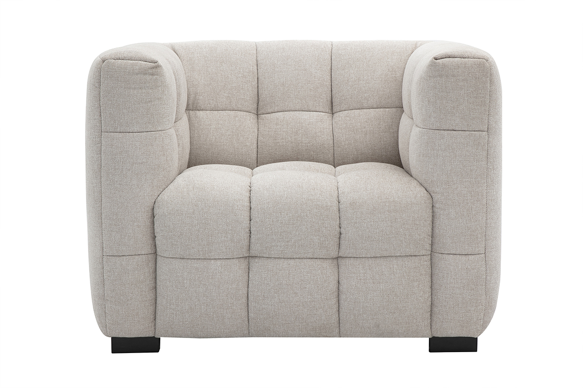Poltrona design in tessuto effetto velluto testurizzato beige CORTO