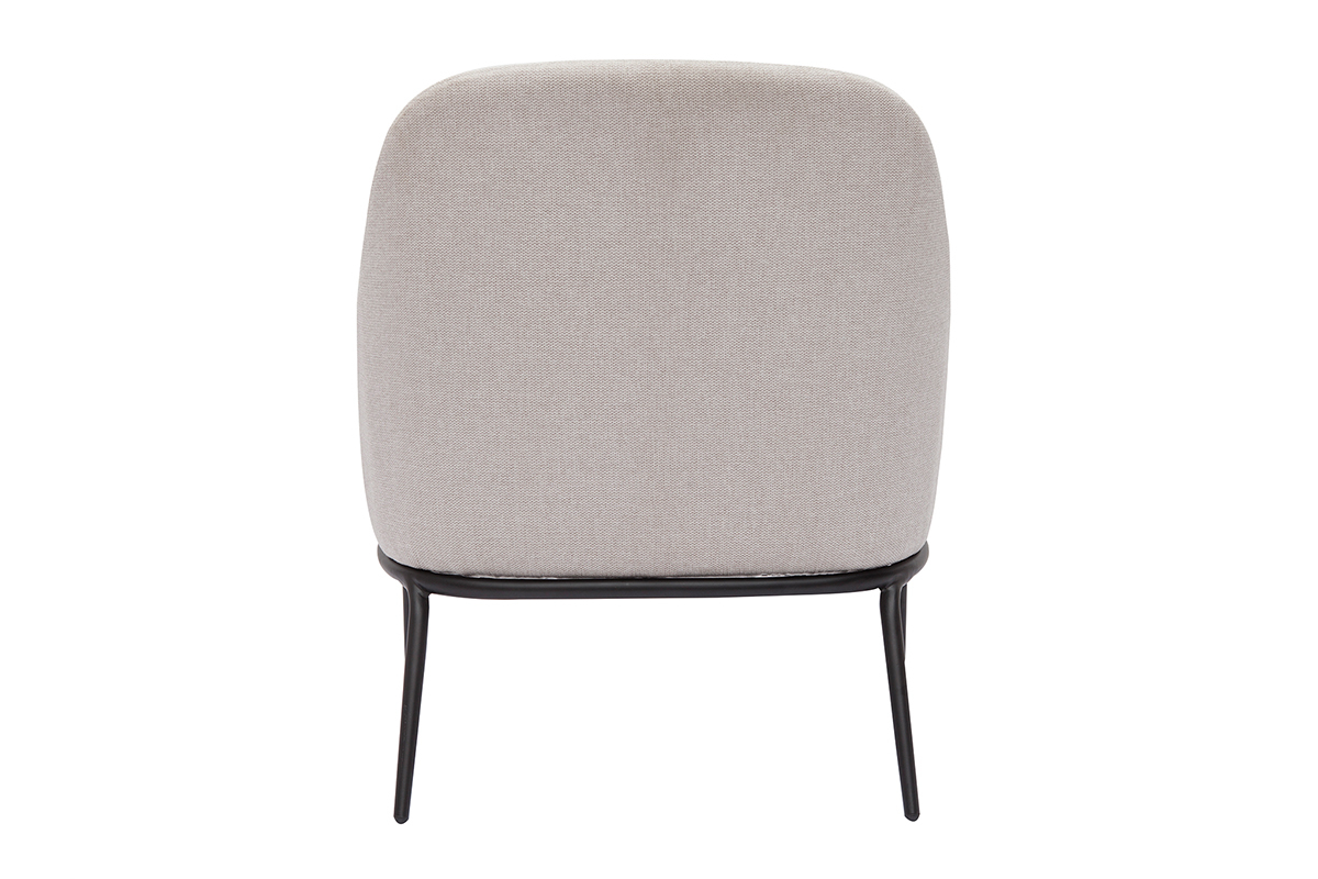 Poltrona design in tessuto effetto velluto testurizzato beige e metallo nero BREGO